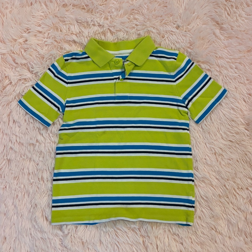 Jumping Beans Striped Green & Blue Kids Polo Shirt